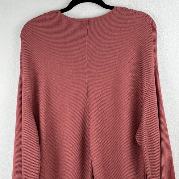 1.State V-Neck Ribbed Balloon Sleeve Terracotta Brown Oversize Sweater Small NWT - Picture 8 of 13